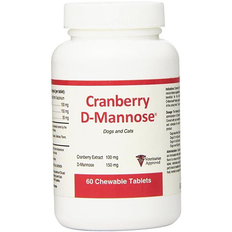 Cranberry D-Mannose Urinary Tract Support for Dogs and Cats, 60 chewable tablets