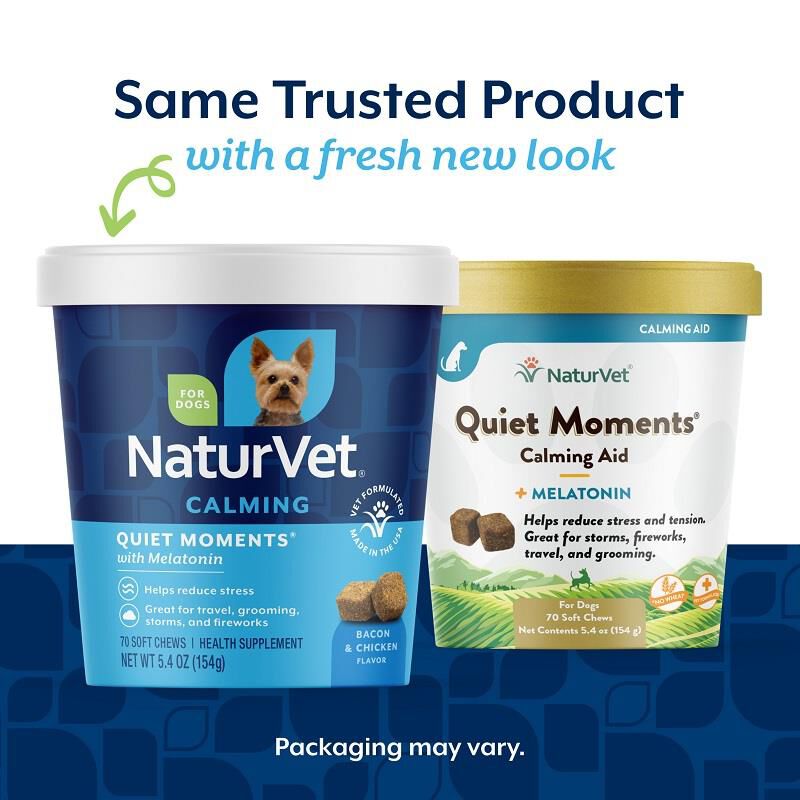 NaturVet Quiet Moments Calming Aid Plus Melatonin Soft Chews for Dogs, 70 Ct
