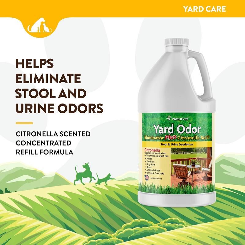 NaturVet Yard Odor Eliminator Plus Citronella Stool and Urine Deodorizer Refill, 64 oz