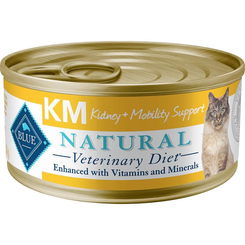 Blue Buffalo Natural Veterinary Diet K+M Kidney + Mobility Support Cat Food (24 x 5.5 oz) Cans