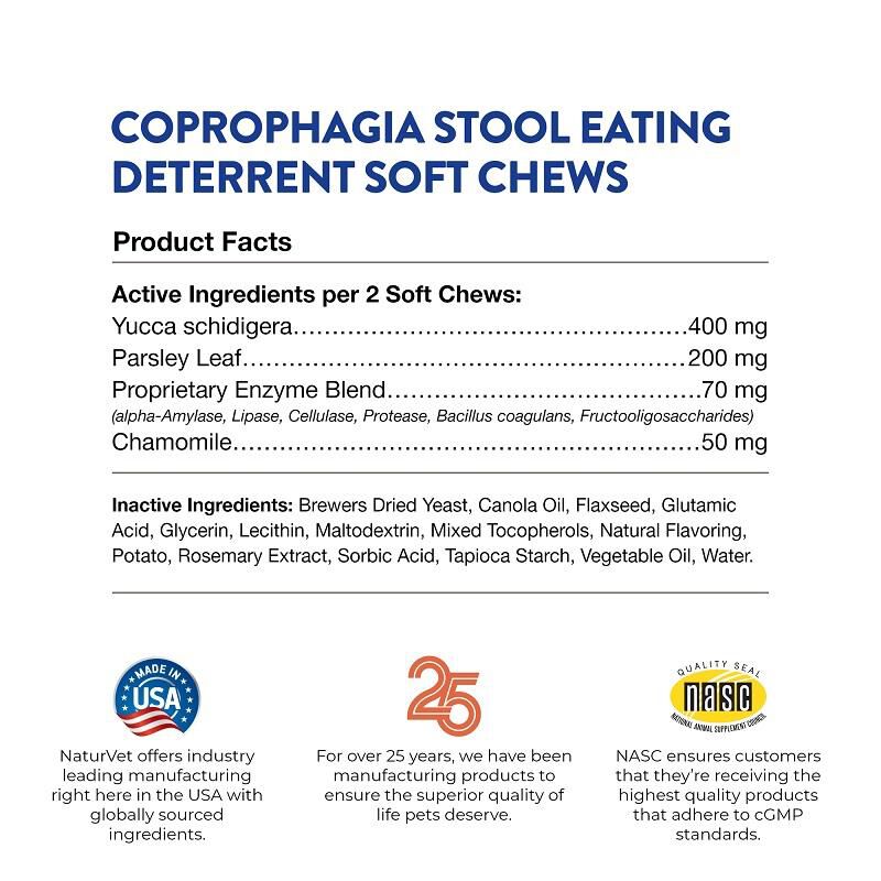 NaturVet Coprophagia Stool Eating Deterrent Plus Breath Aid, 130 Soft Chews