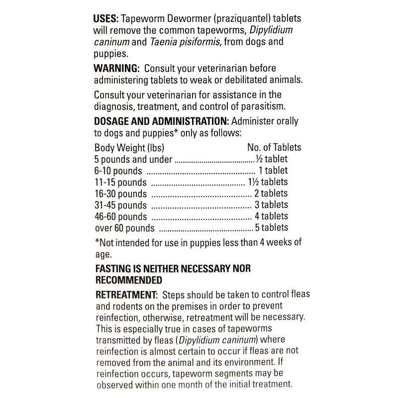 Tapeworm Dewormer for Dogs, 5 Tablets