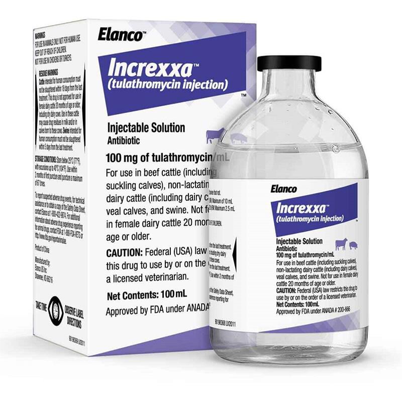 Increxxa (Tulathromycin) 100 mg/ml Injectable Solution Antibiotic for Cattle and Swine