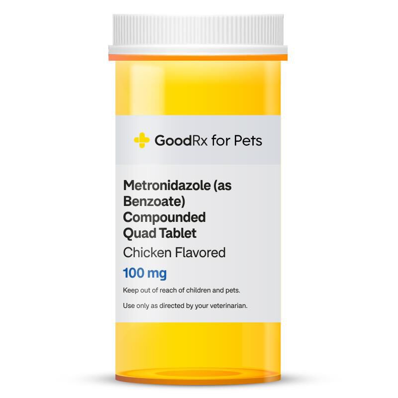 Metronidazole (as Benzoate) Compounded Quad Tablet Chicken Flavored, 100 mg