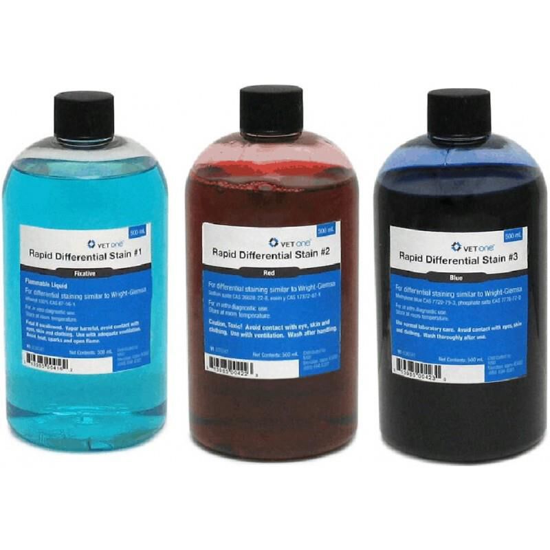 Rapid Differential Stain Kit, Fixative/Red/Blue (3 x 500 ml)