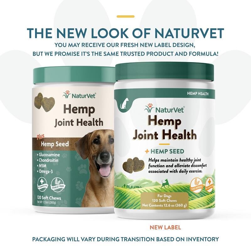 NaturVet Hemp Joint Health Plus Hemp Seed Soft Chews for Dogs