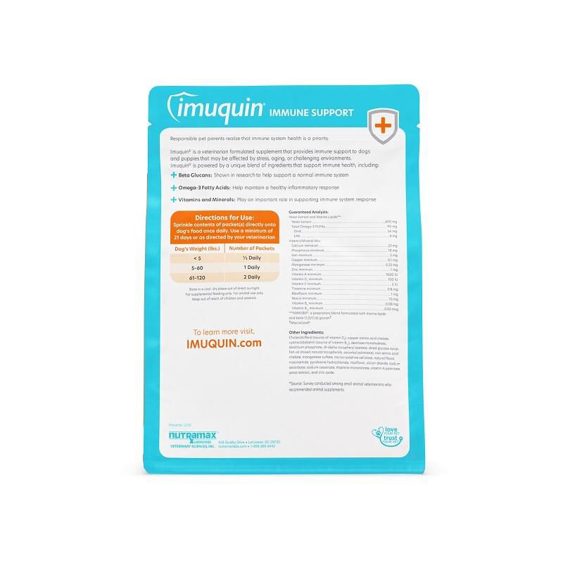 Imuquin Immune Health Supplement for Dogs and Puppies, 30 packets
