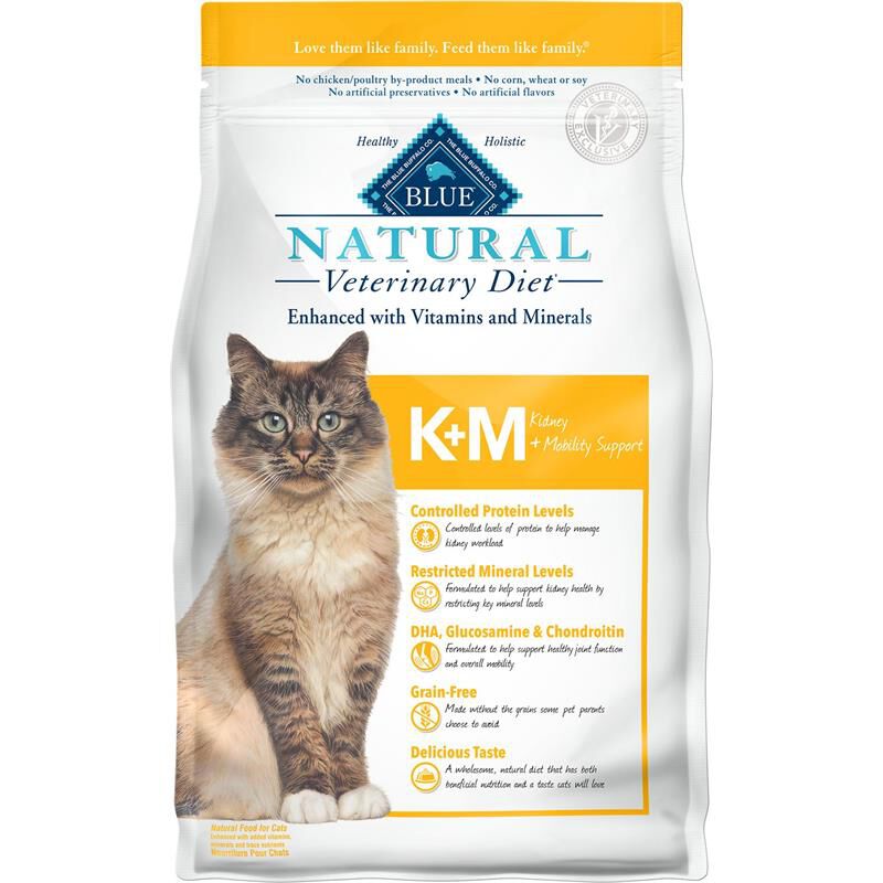 Blue Buffalo Natural Veterinary Diet K+M Kidney + Mobility Support Cat Food