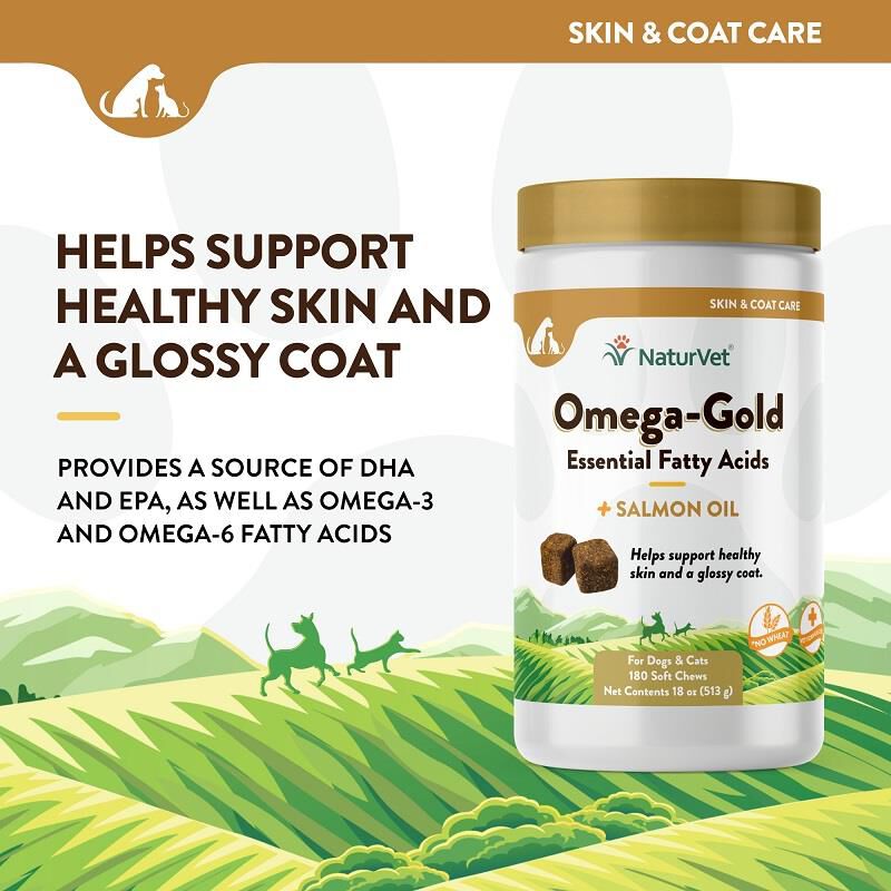 NaturVet Omega Gold Plus Salmon Oil Soft Chews, 180 Ct
