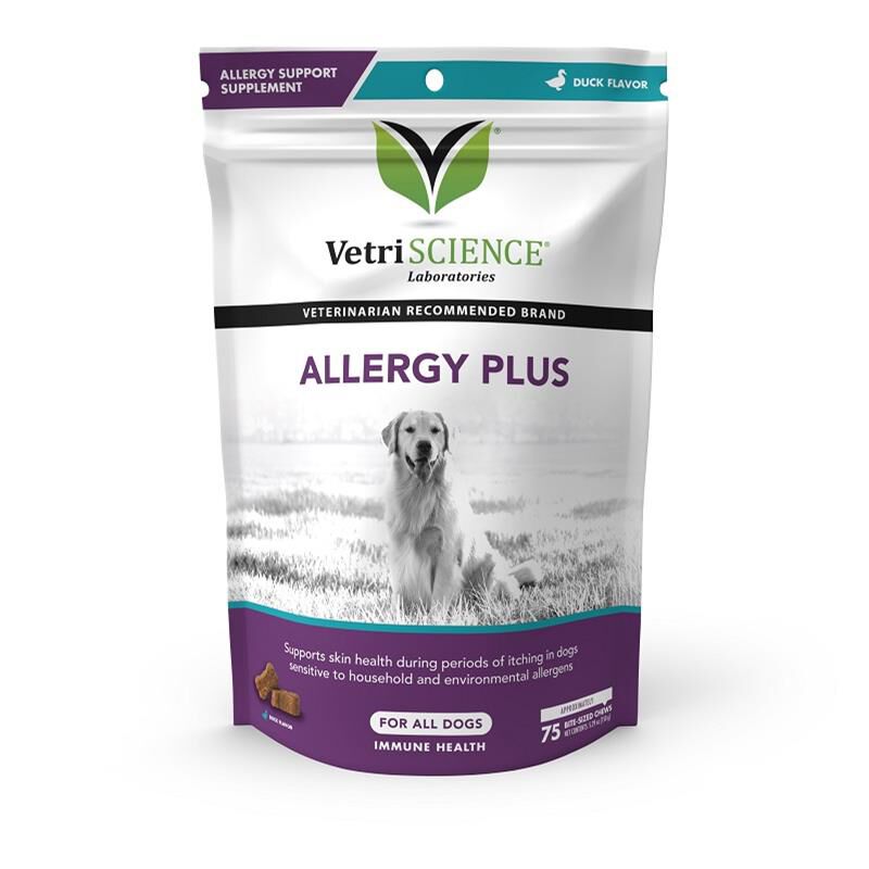 VetriScience Allergy & Itch Support Allergy Plus Immune Supplement for Dogs, 75 Chews