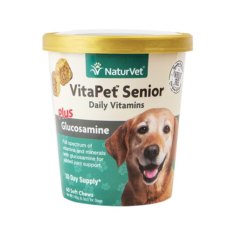 NaturVet VitaPet Senior Daily Vitamins Plus Glucosamine for Dogs, 60 Soft Chews