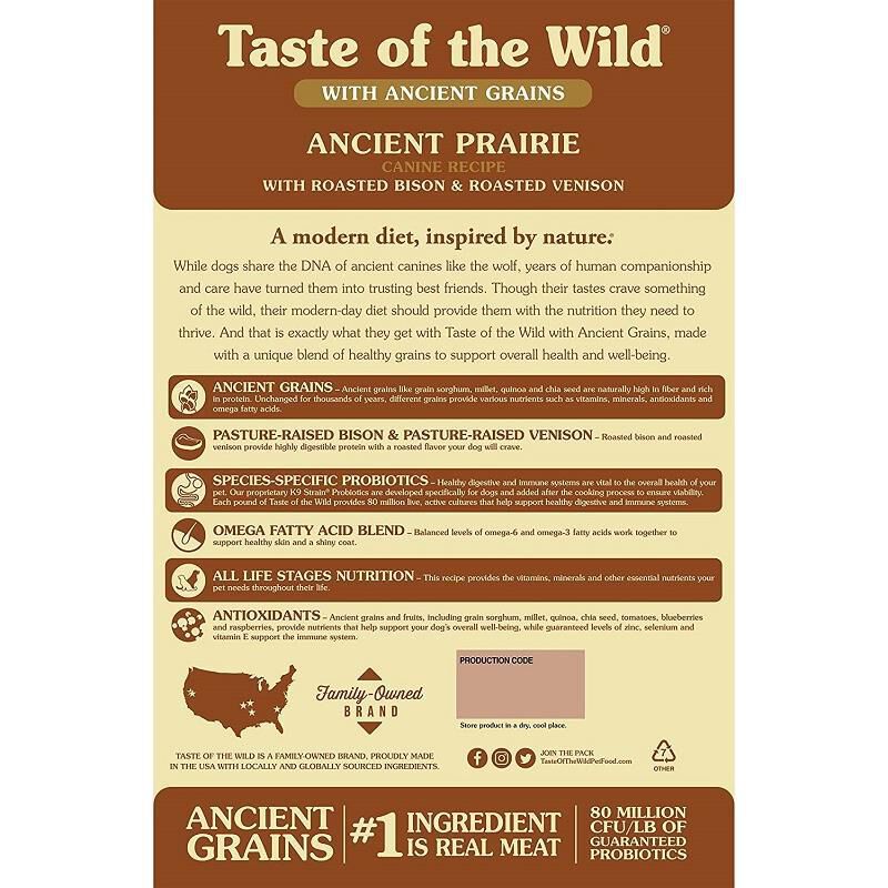 Taste of the Wild Ancient Prairie with Ancient Grains Dry Dog Food, 28 lb