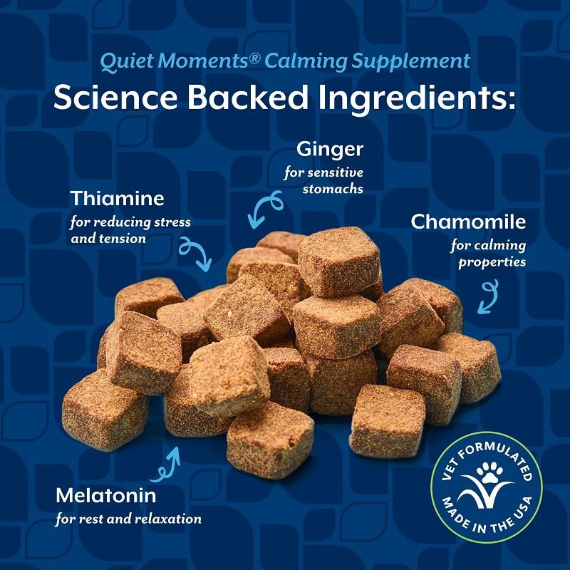 NaturVet Quiet Moments Calming Aid Plus Melatonin Soft Chews for Dogs, 70 Ct