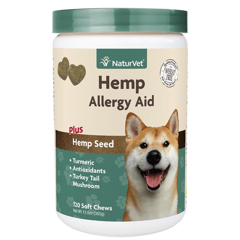 NaturVet Hemp Allergy Aid Plus Hemp Seed Soft Chews for Dogs, 120 Ct