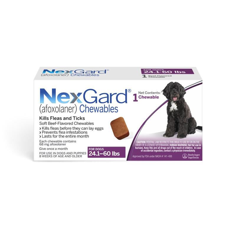 NexGard Chewable for Dogs 24.1 - 60.0 lbs, 1 Month Supply