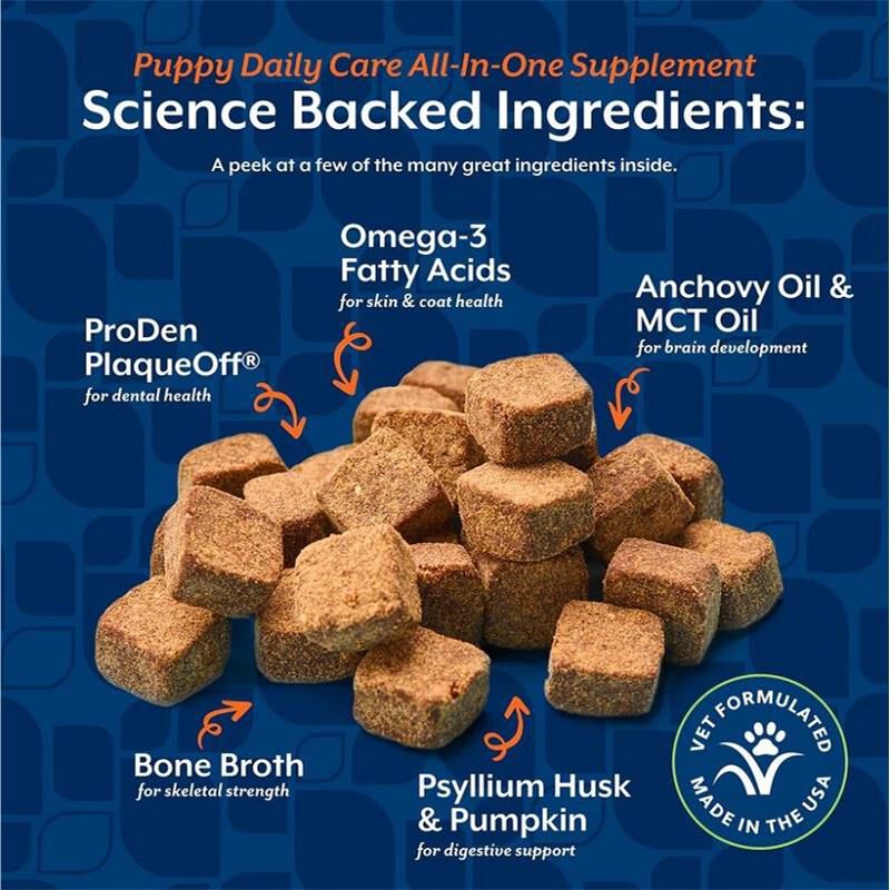 NaturVet Puppy Daily Care All-In-One Supplement with 6-in-1 Support, Hickory Smoked Bacon Flavor, 60 Soft Chews