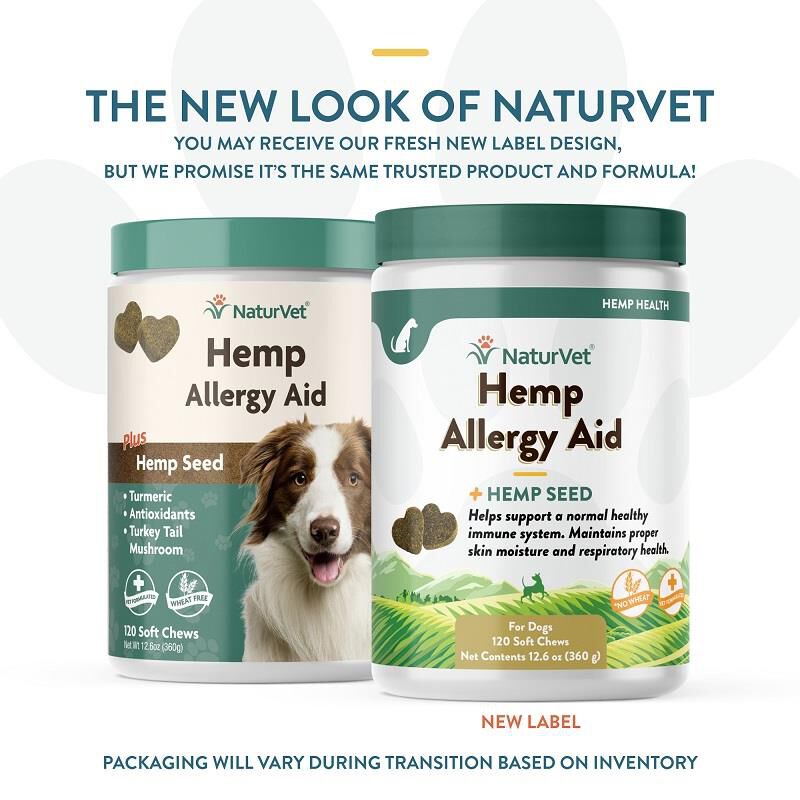 NaturVet Hemp Allergy Aid Plus Hemp Seed Soft Chews for Dogs, 120 Ct