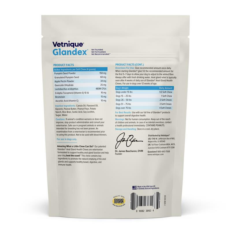 Glandex Anal Gland Support Peanut Butter Chews for Dogs