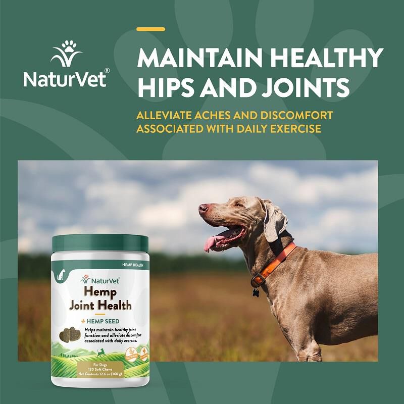 NaturVet Hemp Joint Health Plus Hemp Seed Soft Chews for Dogs