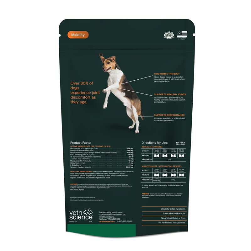 VetriScience Healthy Hip & Joint GlycoFlex Plus Extra Strength Soft Chews for Dogs, 120 Ct.