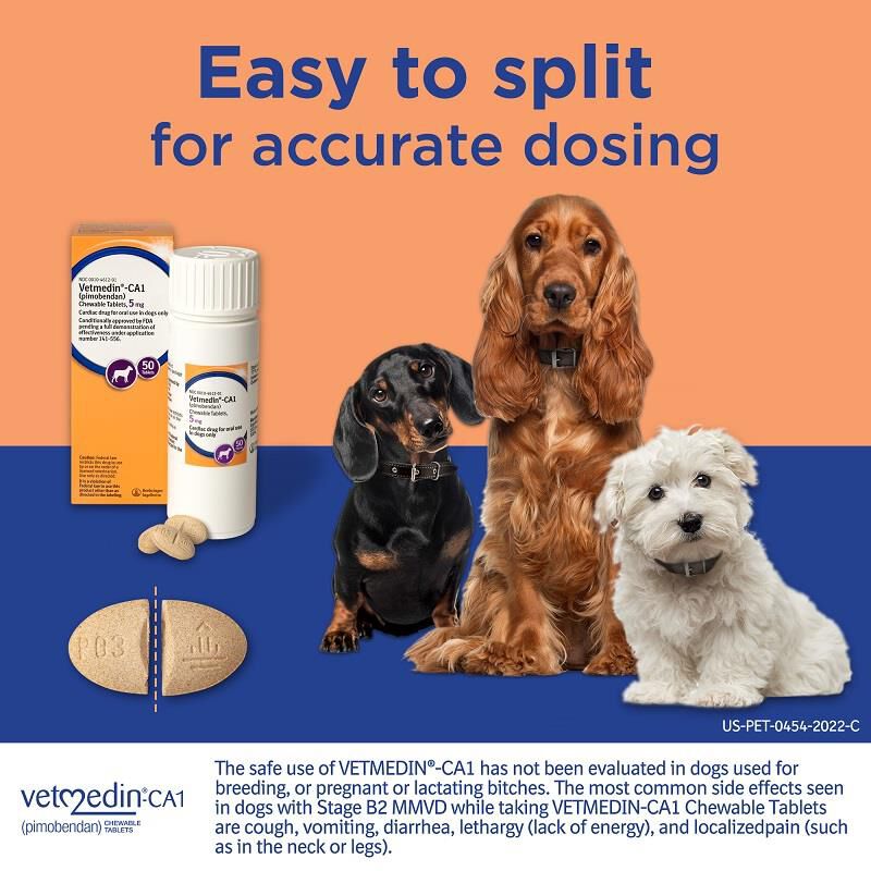 Vetmedin-CA1 (pimobendan) Chewable Tablets for Dogs 5 mg, 50 Ct.