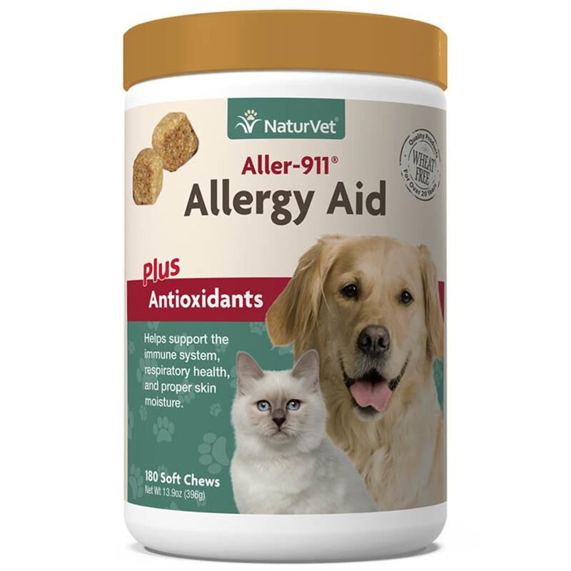 NaturVet Aller-911 Allergy Aid Plus Antioxidants Soft Chews for Dogs and Cats, 180 ct