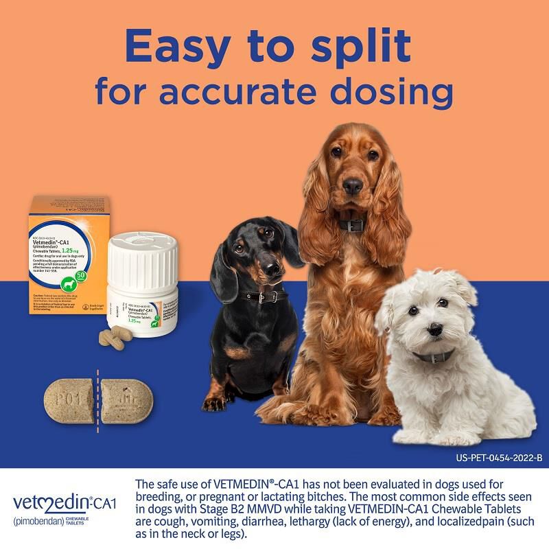 Vetmedin-CA1 (pimobendan) Chewable Tablets for Dogs 1.25 mg, 50 Ct.